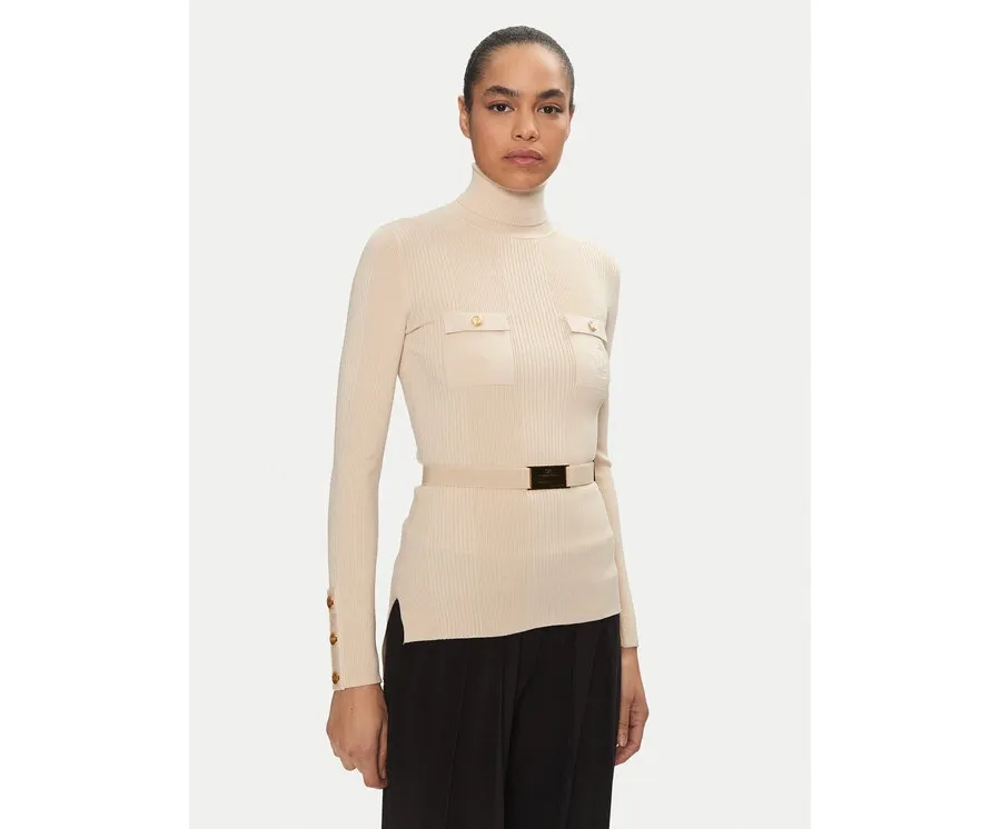 obrazek 1 Elisabetta Franchi Golf MK-11B-46E2-V350 Beżowy Regular Fit