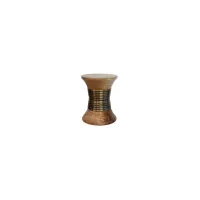 Picture Exclusive stool made of Tilia wood and brushed brass rings