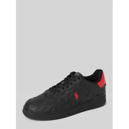 Zdjęcie Sneakersy skórzane z fakturowanym wzorem z logo