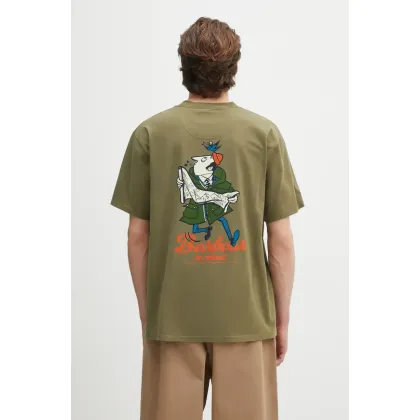 Zdjęcie Barbour t-shirt bawełniany Barbour Regence OS Fit Graphic T-Shirt męski kolor zielony z nadrukiem MTS1402