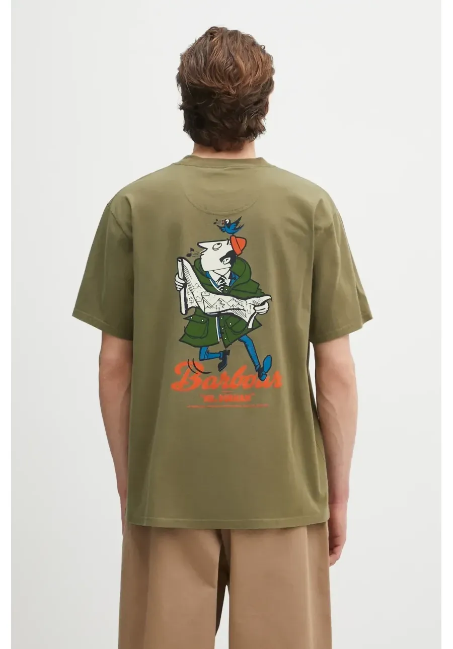 obrazek 1 Barbour t-shirt bawełniany Barbour Regence OS Fit Graphic T-Shirt męski kolor zielony z nadrukiem MTS1402