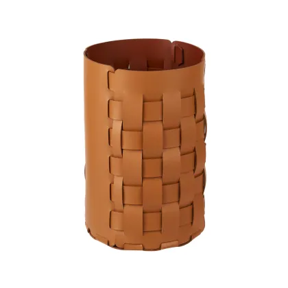 Zdjęcie Skórzany koszyk Bottega Ø22хH35 cm w kolorze koniaku