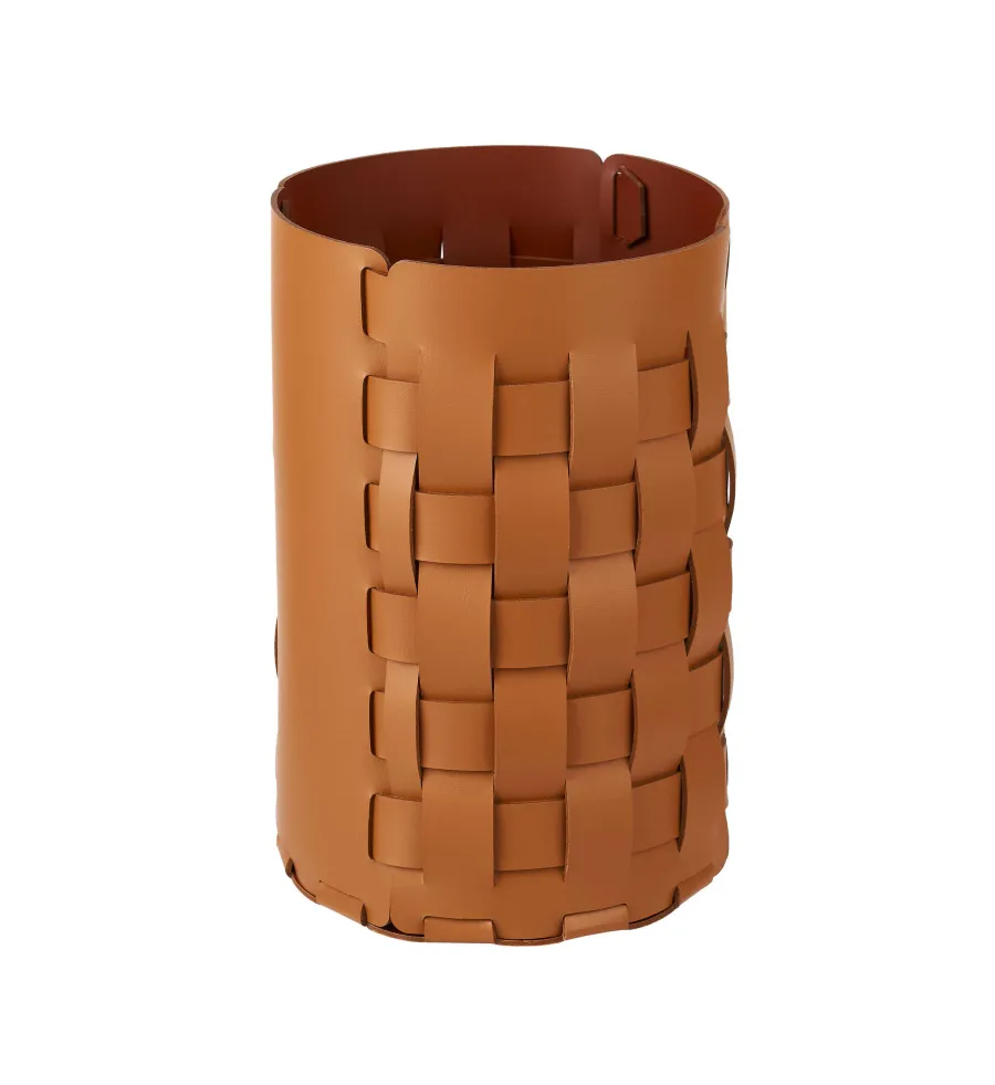 obrazek 1 Skórzany koszyk Bottega Ø22хH35 cm w kolorze koniaku