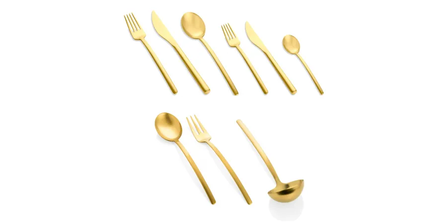 obrazek 3 Stylowa włoska łyżeczka deserowa Due Ice Oro - komplet 6 szt.