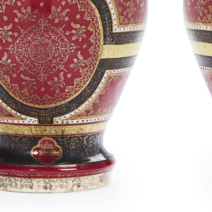 obrazek 5 Para dekoracyjnych wazonów wiedeńskich z porcelany, 1800 rok