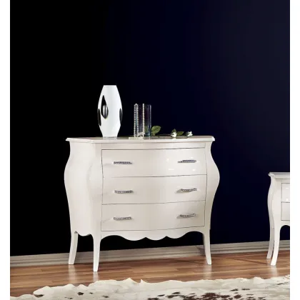 Zdjęcie Elegancka komoda 3-szufladowa z jasnym, lakierowanym białym wykończeniem - Zanini