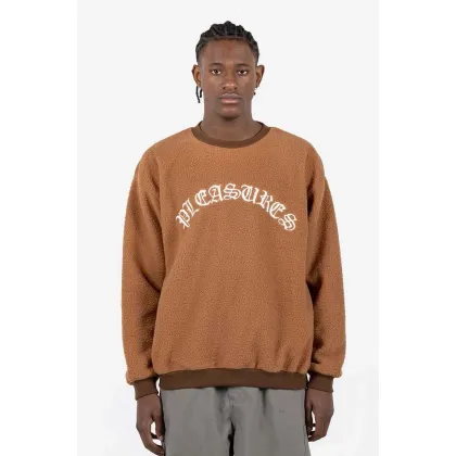 Zdjęcie PLEASURES bluza Mars Sherpa Crewneck męska kolor brązowy z aplikacją P23SP019-BLUE