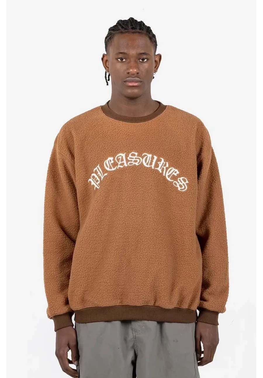 obrazek 1 PLEASURES bluza Mars Sherpa Crewneck męska kolor brązowy z aplikacją P23SP019-BLUE