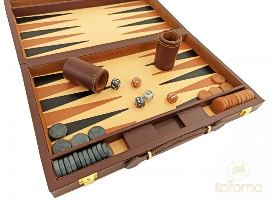 obrazek 3 Gra backgammon czarno-brązowa cm 37x24