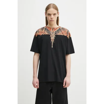 Zdjęcie Marcelo Burlon t-shirt bawełniany Icon Wings Basic T-Shirt Black Orange męski kolor czarny z nadrukiem CMAA056S25JER0011020