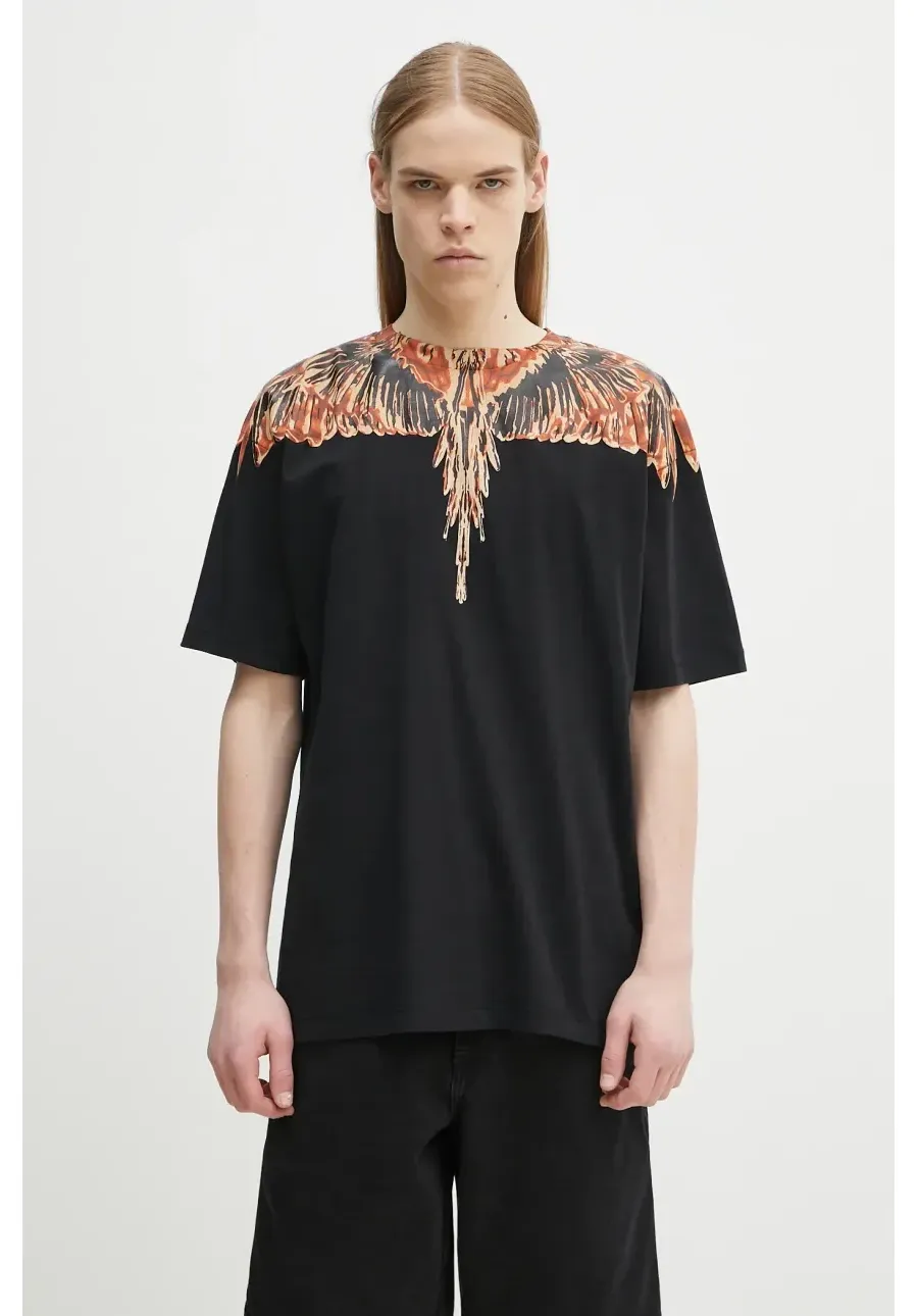 obrazek 1 Marcelo Burlon t-shirt bawełniany Icon Wings Basic T-Shirt Black Orange męski kolor czarny z nadrukiem CMAA056S25JER0011020