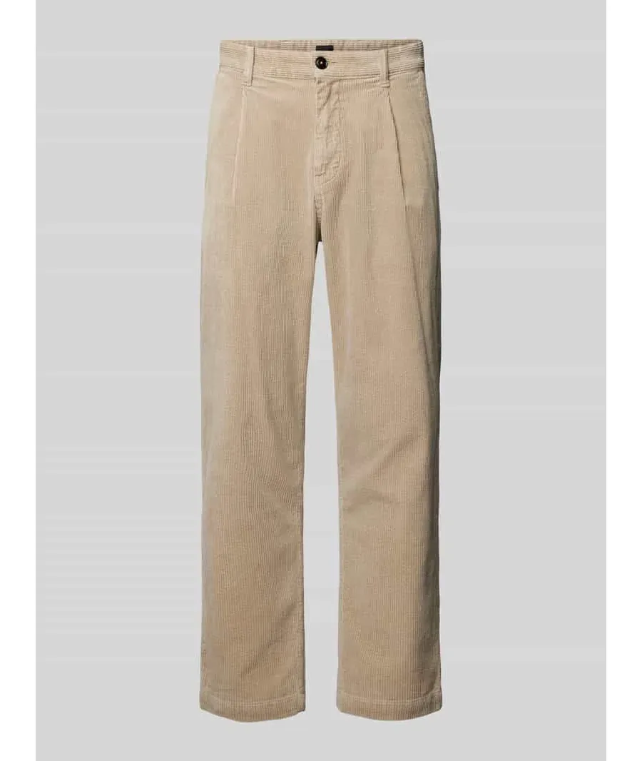obrazek 1 Spodnie sztruksowe o kroju relaxed fit z zakładkami w pasie model ‘Chino-Shyne’