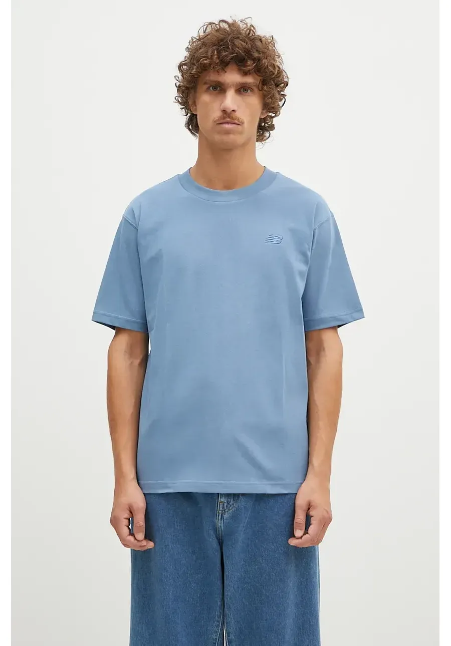 obrazek 1 New Balance t-shirt bawełniany Athletics Cotton męski kolor niebieski gładki MT41533HEB
