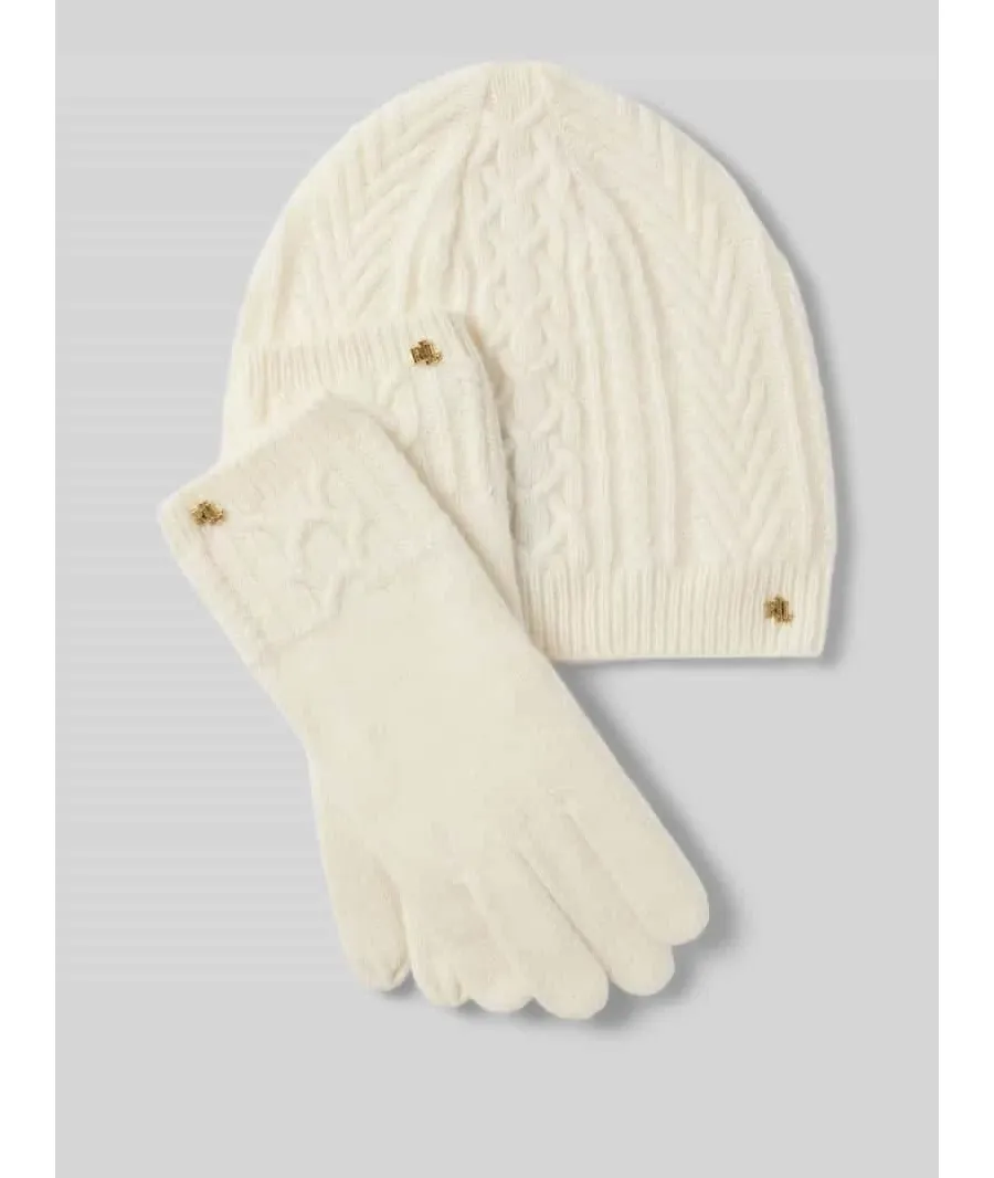 obrazek 1 LAUREN RALPH LAUREN Zestaw czapka, szalik i rękawiczki 454960056001 Écru