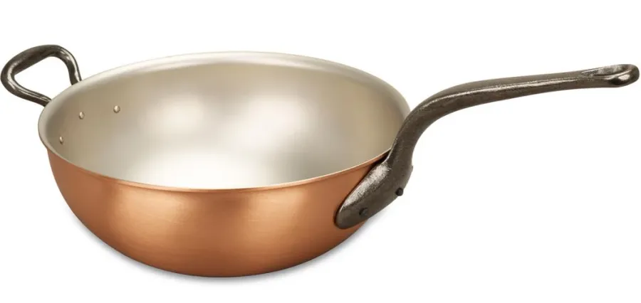 obrazek 1 Patelnia do risotto 24 cm z miedzi z żeliwnym uchwytem pomocniczym