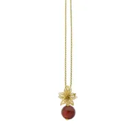 Picture Beautiful 925 Silver Pendant 18K Gold Plated Antioxidation Treatment Natural Carnelian Stone