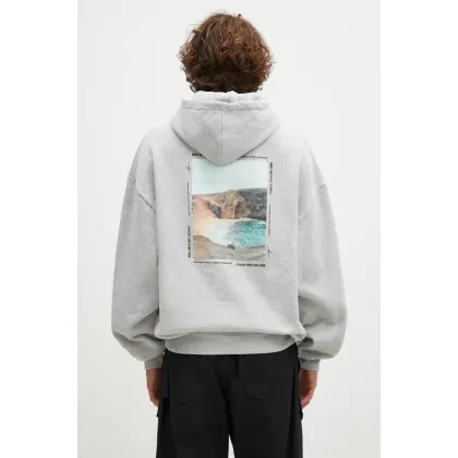Zdjęcie MKI MIYUKI ZOKU bluza Resort Hoody męska kolor szary z kapturem z nadrukiem RESORT.HOODY