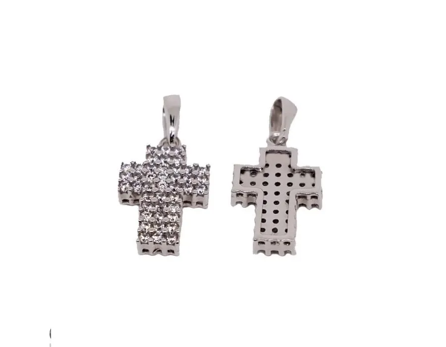 obrazek 1 Piękna zawieszka krzyż z cyrkoniami 18x10mm.