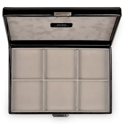 Zdjęcie Płaskie skórzane pudełko z 6 przegrodami na biżuterię