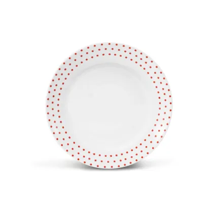 Zdjęcie Stylowy porcelanowy talerz deserowy zdobiony geometrycznym motywem kropek - Leander