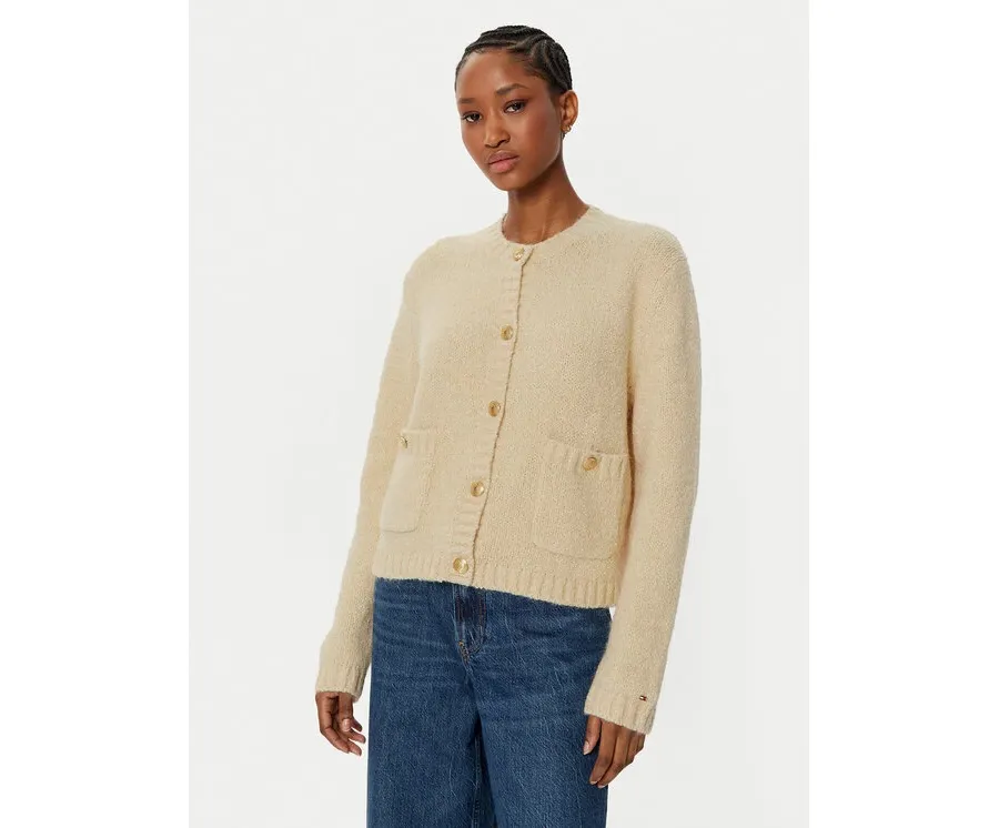 obrazek 1 Tommy Hilfiger Kardigan WW0WW44473 Beżowy Regular Fit