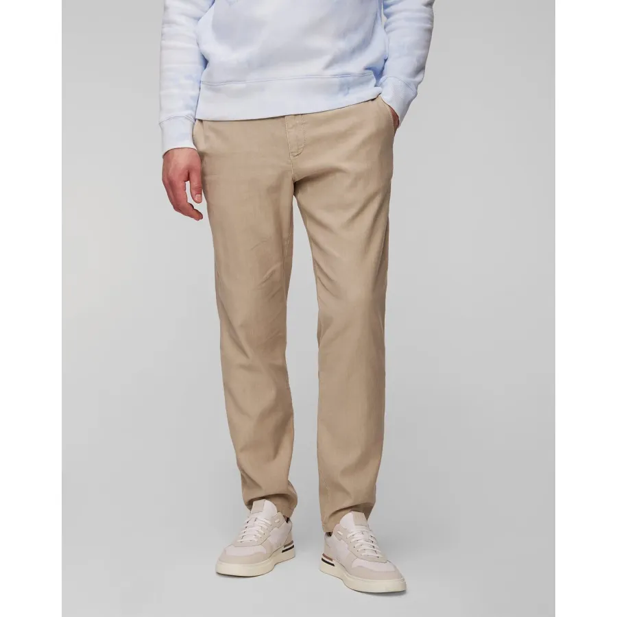 obrazek 1 Beżowe Spodnie Z Lnem Męskie Alberto Steve-linen Herringbone