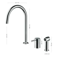 Picture Beautiful two-hole faucet with stainless steel side spray and matte finish