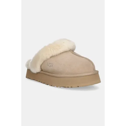 Zdjęcie UGG kapcie zamszowe Disquette kolor beżowy 1122550-SAN