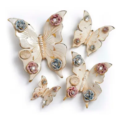 Zdjęcie Zestaw 4 ręcznie wykonanych figurek motyli z ceramiki