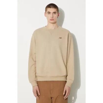 Zdjęcie New Balance bluza bawełniana Athletics French Terry Crew męska kolor beżowy gładka MT41506SOT