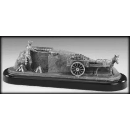 Picture A sculpture depicting a rural genre scene made of pewter