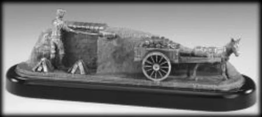 obrazek 1 Rzeźba przedstawiająca wiejską rodzajową scenkę wykonana z pewteru