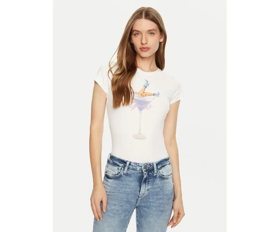 obrazek 1 Guess T-Shirt W5RI29 KA0Q1 Biały Regular Fit