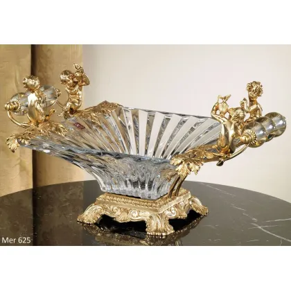 Zdjęcie Zdobiona misa wykonana z kryształu i pozłacanego brązu
