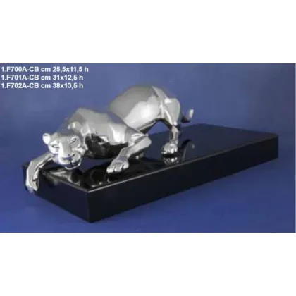 Zdjęcie Oryginalna ozdobna posrebrzana statuetka pantery - ArtBe