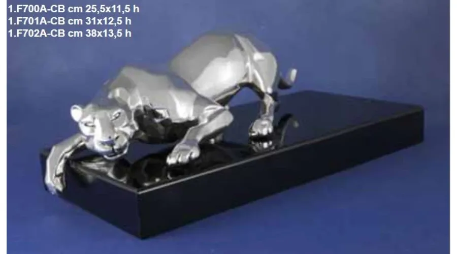 obrazek 1 Oryginalna ozdobna posrebrzana statuetka pantery - ArtBe