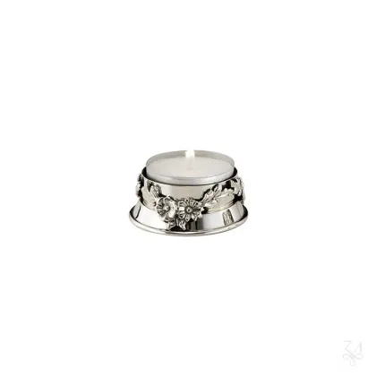 Picture Beautiful silver Fusione tea light candle holder with acanthus leaves - Zaramella Argenti