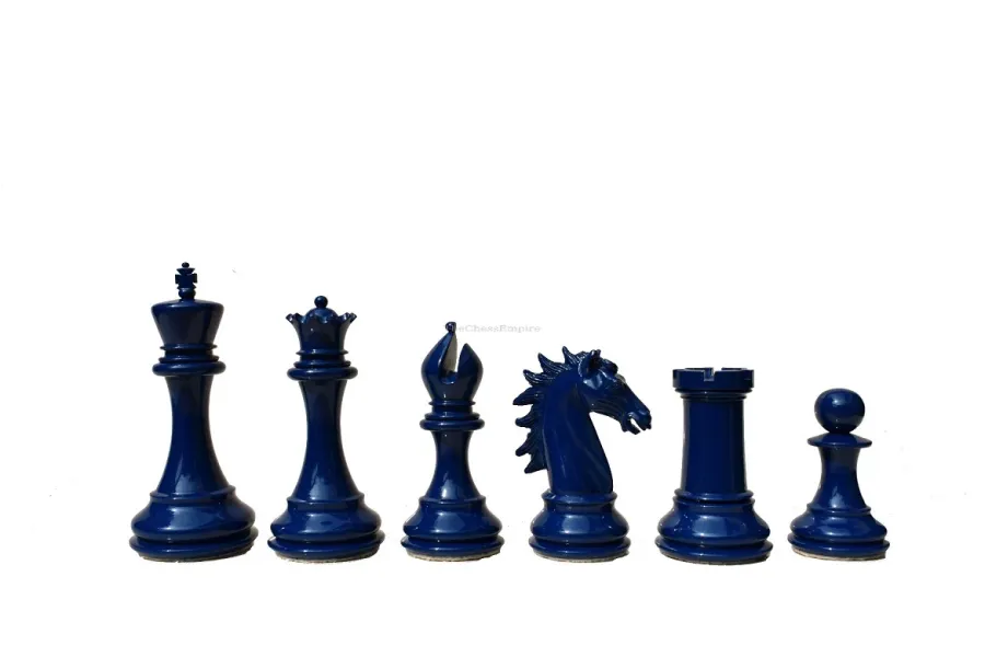 obrazek 5 Perłowo-białe i niebieskie lakierowane figury szachowe - The Chess Empire