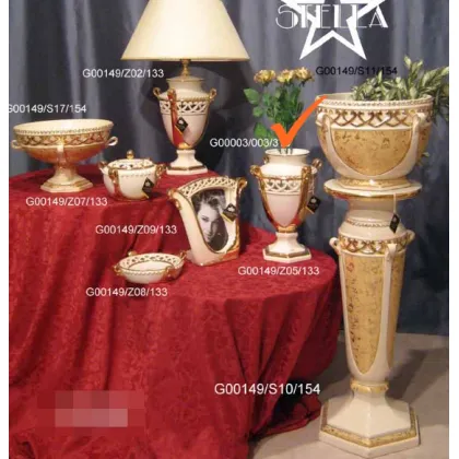 Picture Ceramic perforated vase with beige gold