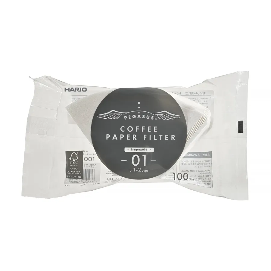 obrazek 1 Hario filtry papierowe PEGASUS 01-W 1-2 fil. białe 100 Sztuk HARIO