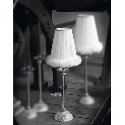 Zdjęcie Lampa stołowa z wstawkami Swarovskiego z szyfonowym abażurem na podszewce – Il Paralume Marina