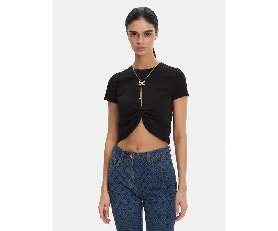 obrazek 1 Elisabetta Franchi T-Shirt MA-006-51E2 Czarny Regular Fit