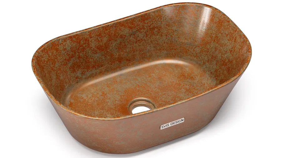 obrazek 2 Luksusowa umywalka 50 cm LIBRA BASIC – SMOKED METAL, miedziany i zielony, lakier półmatowy