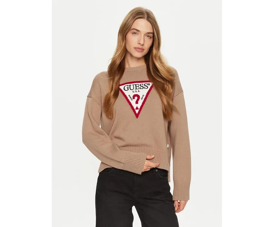 obrazek 1 Guess Jeans Sweter W4BR12 Z3HM1 Brązowy Regular Fit