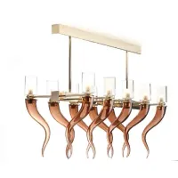 Picture Murano Elements horn chandelier in coffee color - Il Paralume Marina