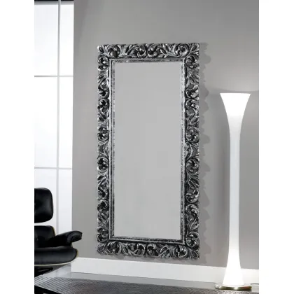 Picture Rectangular, lacquered mirror with silver and black finish - Zanini