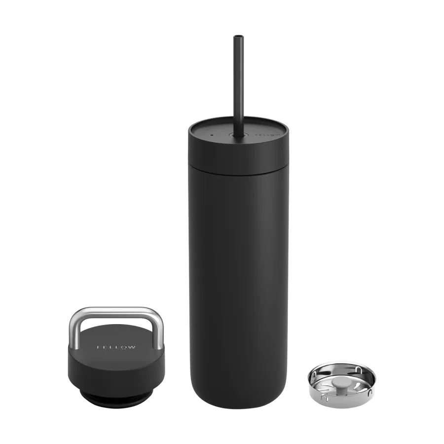 obrazek 1 Fellow - Carter Chill Set 2 w 1 - Kubek termiczny + 2 nakrętki - Czarny 591 ml FELLOW