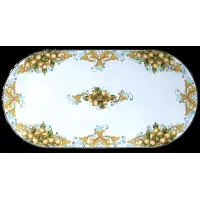 Picture Classic oval lava countertop for the garden decorated with a citrus motif - Ceramiche Valchida