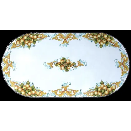 Zdjęcie Klasyczny owalny blat z lawy do ogrodu zdobiony motywem cytrusów - Ceramiche Valchida