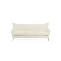 Zdjęcie Biała stylowa sofa z nogami z litego drzewa - Munna